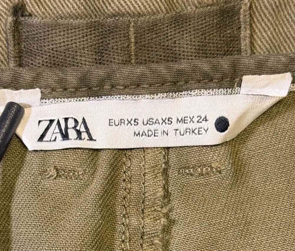 Zara Olive Green Military‎ Style Button-Detail Trousers Size XS - Picture 2 of 8